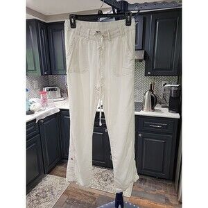 Womens Size Small White Kate Parks Linen/Rayon 23.5 Inseam, EUC!
